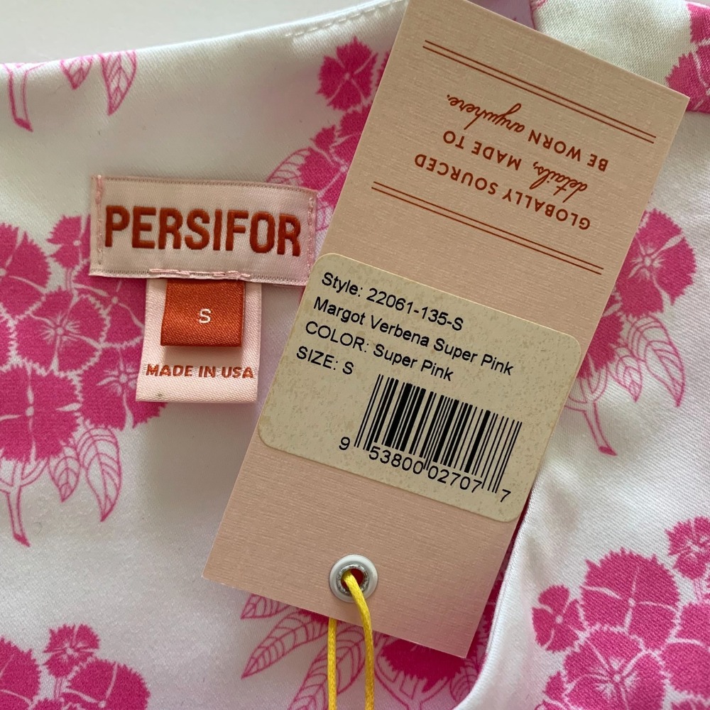 NWT Persifor Margot Stretch Cotton Shift Dress Small 0 2 4 Pink Verbena‎ Floral - Picture 2 of 9